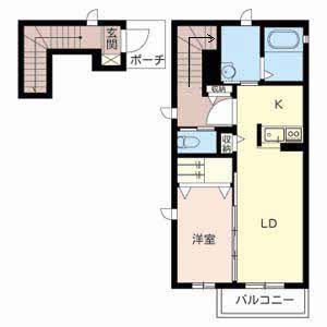 ドミールユース(1LDK/2階)の間取り写真