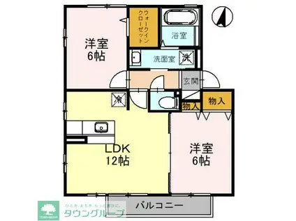 ROSE VILLA(2LDK/2階)の間取り写真