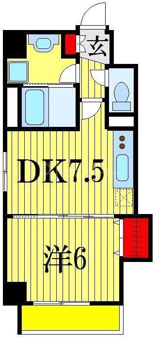 IWA3(1DK/6階)の間取り写真