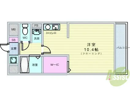 フローライト蛍池(ワンルーム/9階)の間取り写真