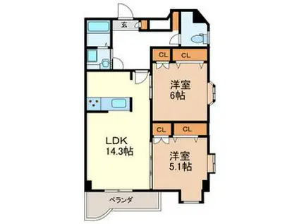 ステラ霞II(2LDK/2階)の間取り写真