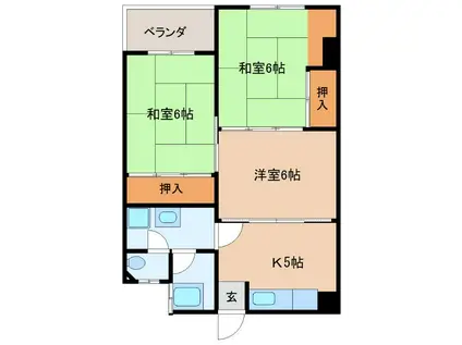 ルミウス北高下(2LDK/3階)の間取り写真