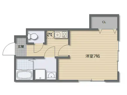 五條ハイツ(1K/4階)の間取り写真