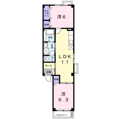 アメニティ88(2LDK/2階)の間取り写真