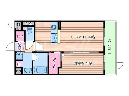 アクア プリータ(1LDK/2階)の間取り写真