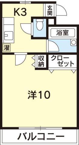 ローズガーデンハイツ(1K/4階)の間取り写真