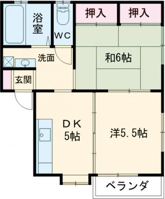 クレッシェンド(2DK/1階)の間取り写真
