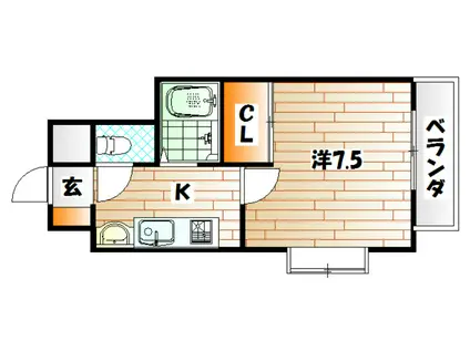 パークサイド60(1K/11階)の間取り写真