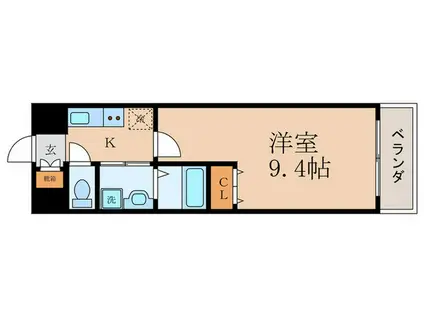 フォーシーズン南草津(1K/2階)の間取り写真