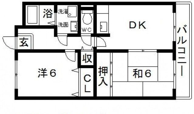 マンションウメノ(2DK/3階)の間取り写真