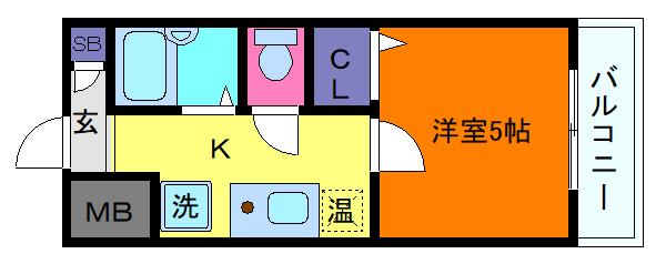 サンロイヤル八幡(1K/1階)の間取り写真