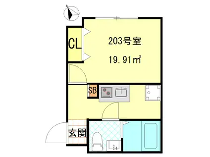 CFジオーレ小菅(1K/2階)の間取り写真