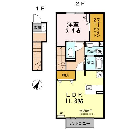 レイジー / コータン コータン(1LDK/2階)の間取り写真
