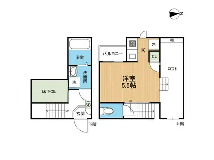 CB坪井ブランカ(1K/1階)の間取り写真