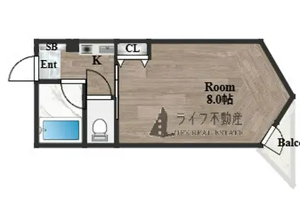 エンゼルハイツ桜町(1K/2階)の間取り写真