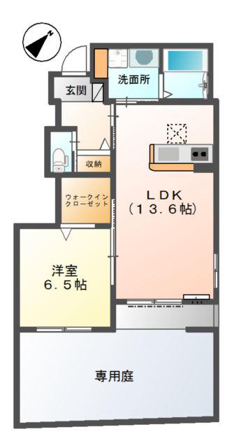 モン・レーヴ(1LDK/1階)の間取り写真