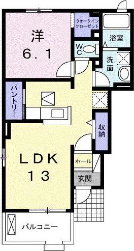 レスポアールV(1LDK/1階)の間取り写真