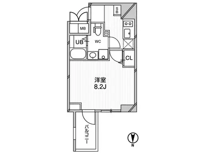 エグゼ難波南VI(1K/6階)の間取り写真