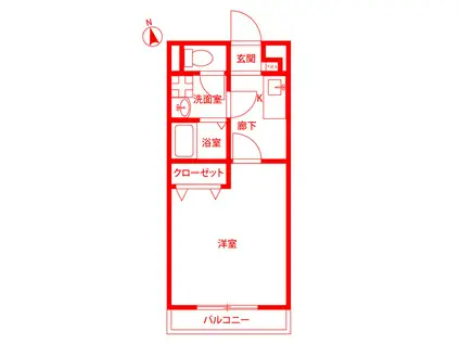 アムールグリーンヒルI(1K/2階)の間取り写真