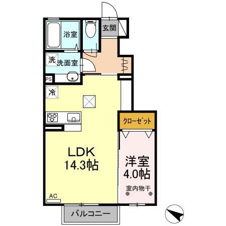 ラヴィベール(1LDK/1階)の間取り写真