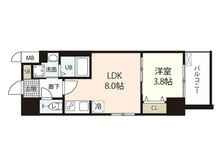 S-RESIDENCE表町(1LDK/12階)の間取り写真