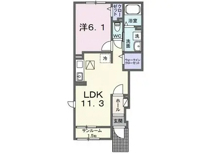 イルミナーレ(1LDK/1階)の間取り写真