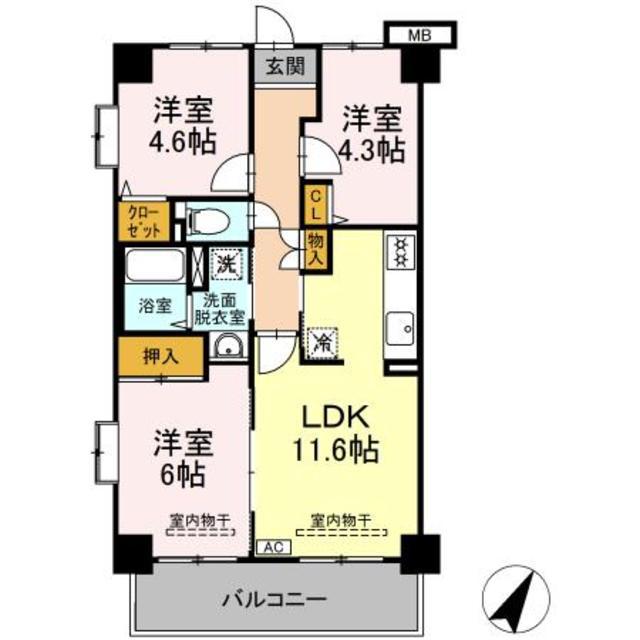 ワイズエメリールU(3LDK/12階)の間取り写真