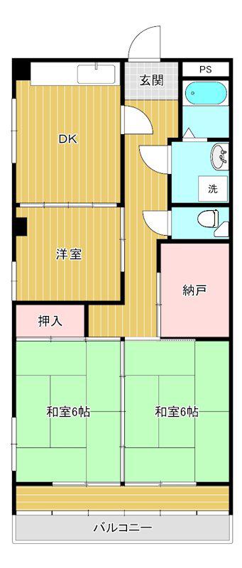 江本グリーンハイツ(3SDK/3階)の間取り写真