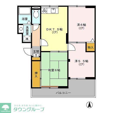 ヴァンベール東川口II(3DK/2階)の間取り写真