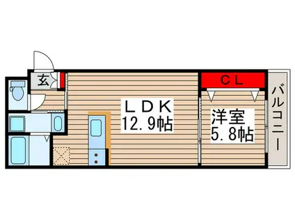 CIEL天王台(1LDK/2階)の間取り写真