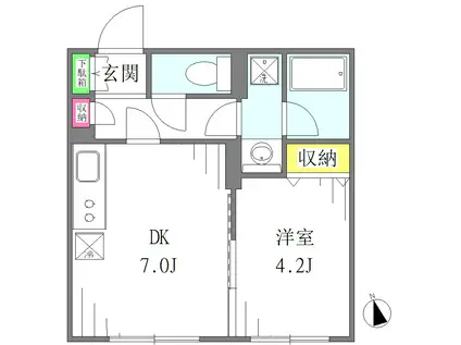 キャッスルヒル赤羽(1DK/4階)の間取り写真