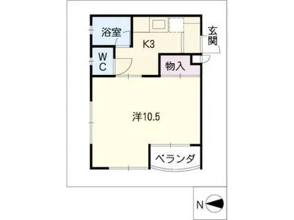 池園シティマンション(1K/3階)の間取り写真