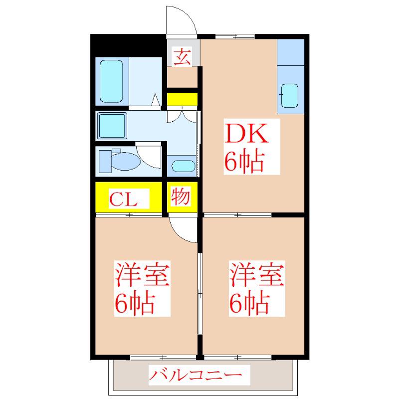 ジュラン清水(2DK/2階)の間取り写真
