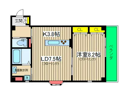 アジャート(1LDK/2階)の間取り写真