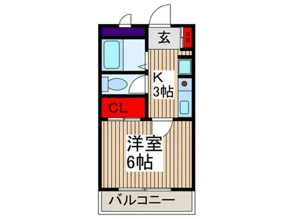 ラカーサ壱番館(1K/1階)の間取り写真