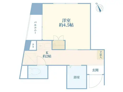 アスティオン上目黒(1K/4階)の間取り写真