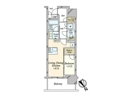 N プラウド五反田(1LDK/16階)の間取り写真