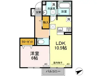 D-ROOM新生(1LDK/1階)の間取り写真