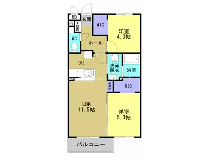 ARTH平松(2LDK/3階)の間取り写真