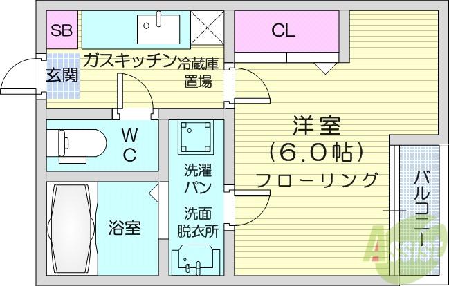 クレフラスト泉中央(1K/2階)の間取り写真