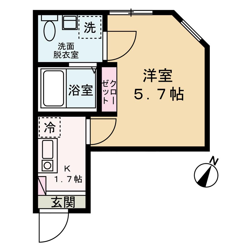 アバンサール上大岡(1K/1階)の間取り写真