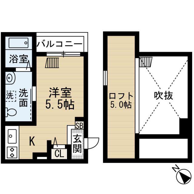 エテジア湊(ワンルーム/2階)の間取り写真