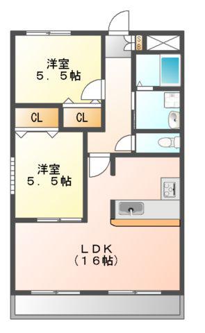 リリアン千里南(2LDK/1階)の間取り写真