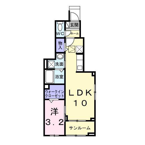 ヴィラ グレイスB(1LDK/1階)の間取り写真