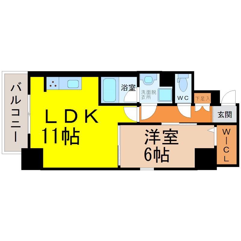 プティフルール(1LDK/10階)の間取り写真