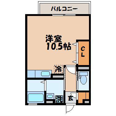 シエルガーデン(ワンルーム/2階)の間取り写真