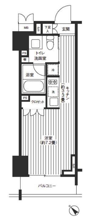 レジディア渋谷(1K/9階)の間取り写真