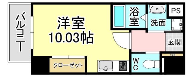 STUDIE KOKURA ノース(1K/7階)の間取り写真
