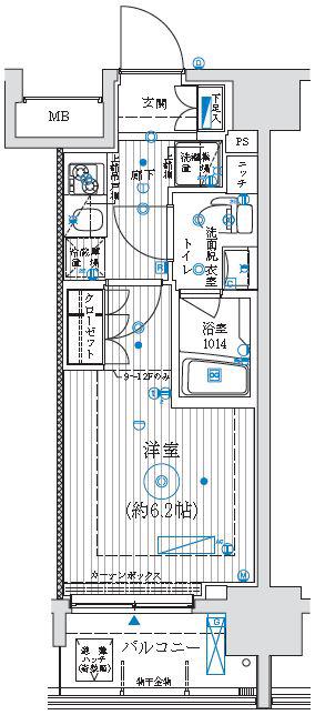 アーリアシティ川崎(1K/6階)の間取り写真