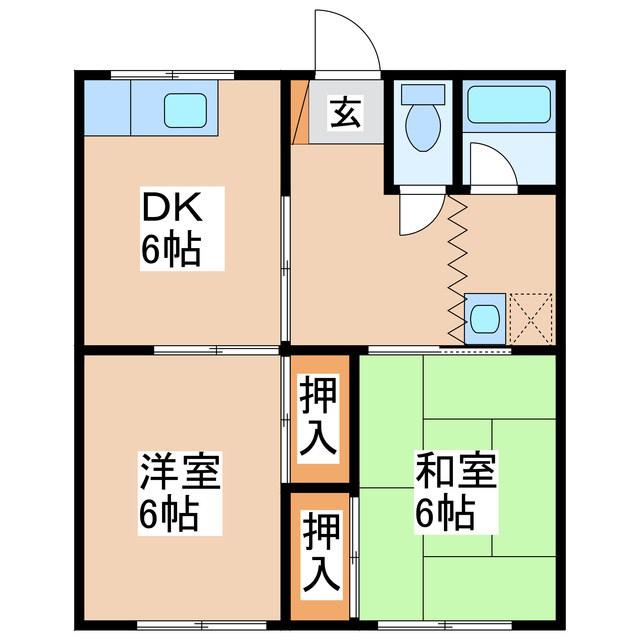 ヤマカハイツ(2DK/3階)の間取り写真